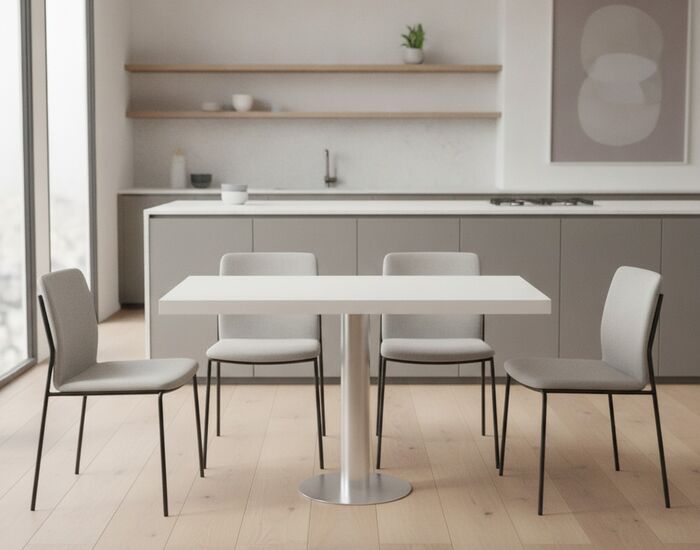 Rectangular White Top Metal Stand Table 01 3D Model