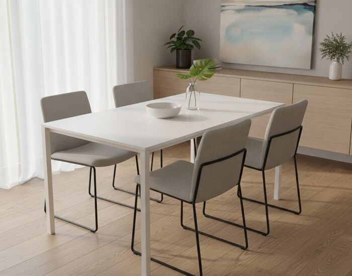 Rectangular White Top Metal Stand Table 03 3D Model