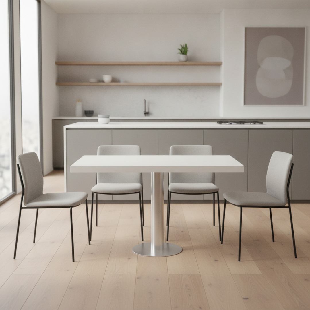 Rectangular White Top Metal Stand Table 01 3D Model