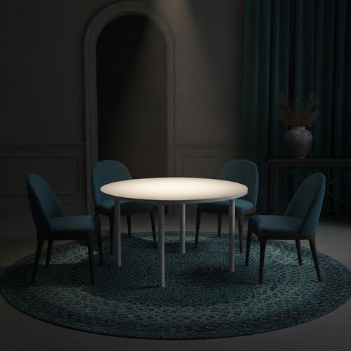 Round White Top Metal Legs Table 03 3D Model