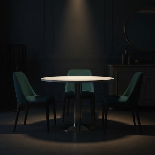 Round White Top Metal Stand Table 01 3D Model