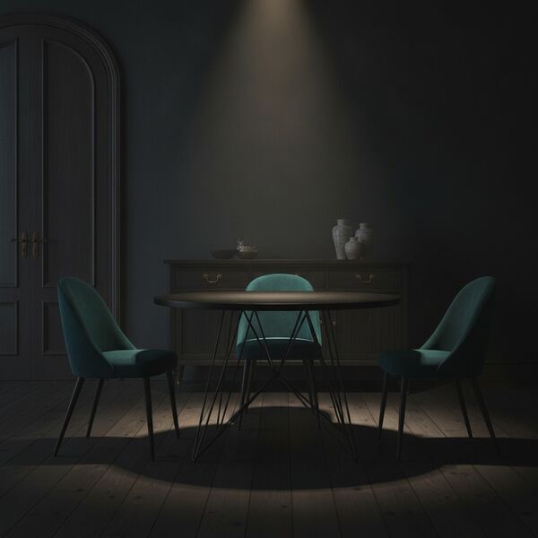 Round Black Top Metal Frame Table 02 3D Model