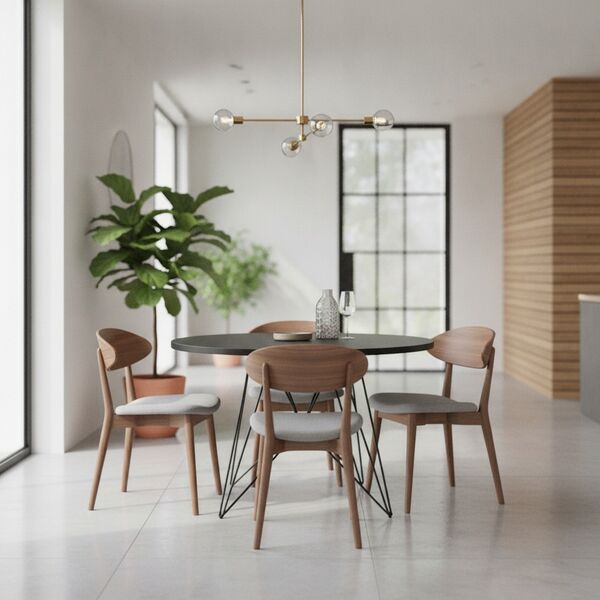 Round Black Top Metal Frame Table 02 - interior view 1