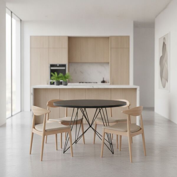 Round Black Top Metal Frame Table 02 - interior view 2