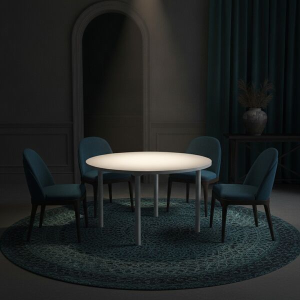Round White Top Metal Legs Table 03 3D Model