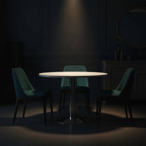 Round White Top Metal Stand Table 01 3D Model