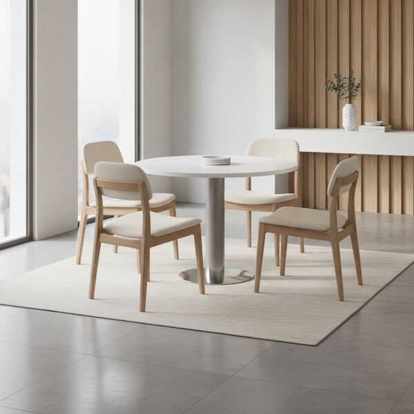 Round White Top Metal Stand Table 01 - interior view 1