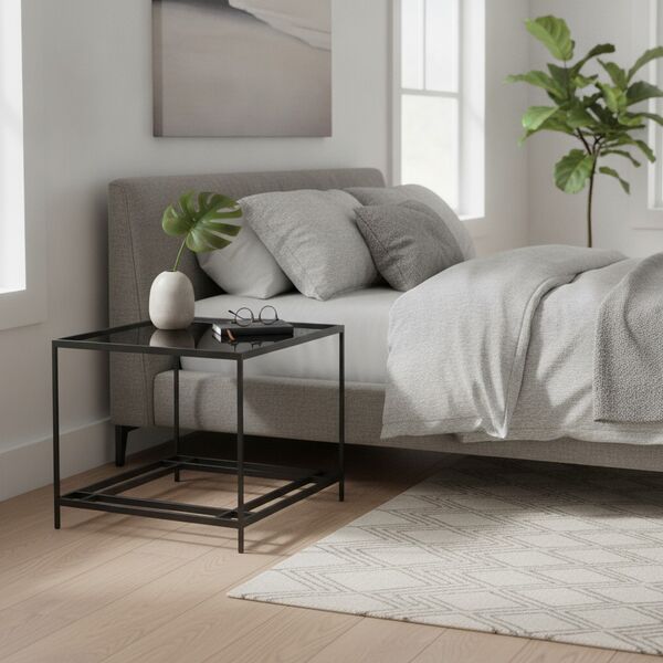 Squared Black Glass Top Metal Frame Stand Table 02 - interior view 1
