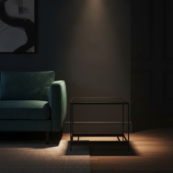 Squared Black Glass Top Metal Frame Stand Table 02 - interior view 2