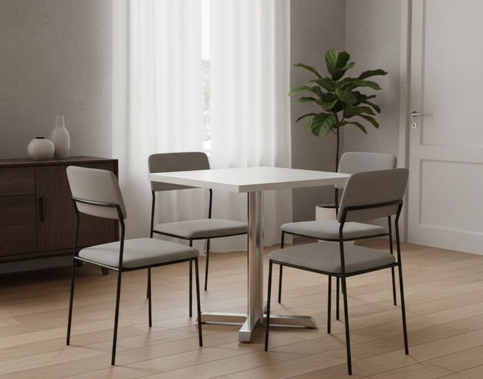 Rectangular White Top Metal Leg Table 01 3D Model