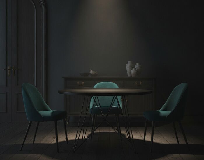 Round Black Top Metal Frame Table 02 3D Model