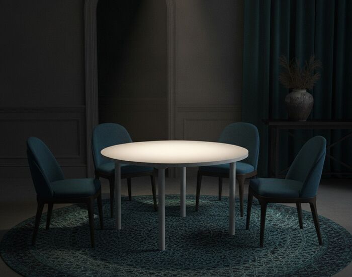 Round White Top Metal Legs Table 03 3D Model