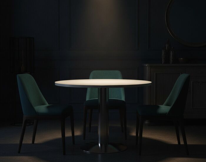 Round White Top Metal Stand Table 01 3D Model
