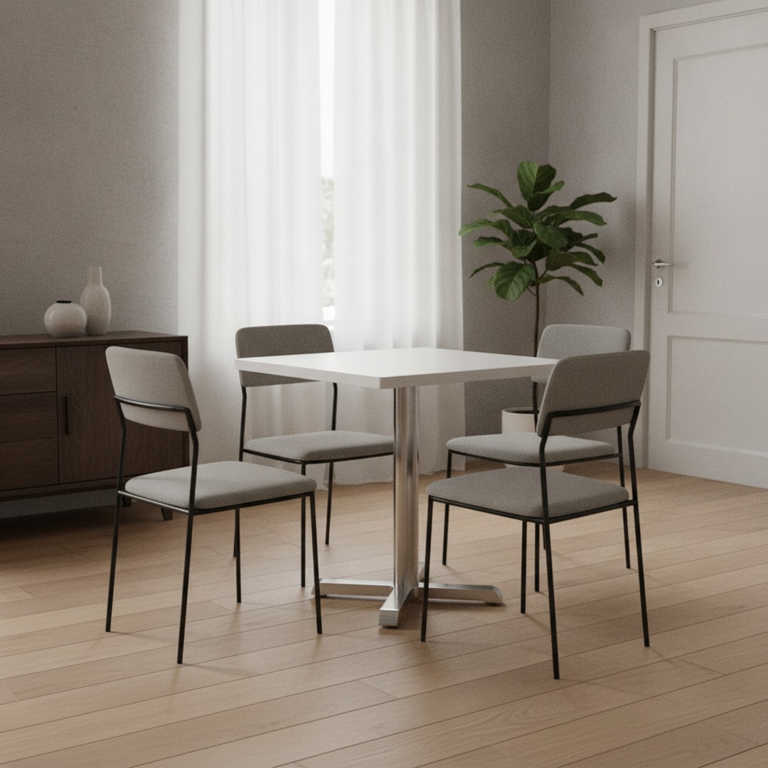 Rectangular White Top Metal Leg Table 01 3D Model