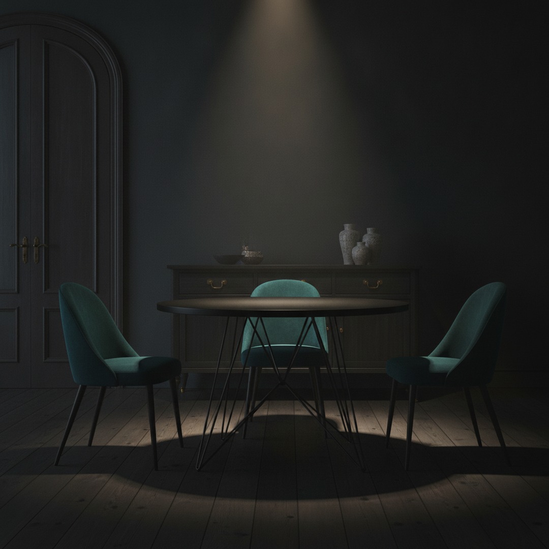 Round Black Top Metal Frame Table 02 3D Model