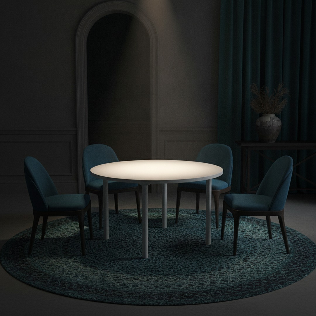 Round White Top Metal Legs Table 03 3D Model