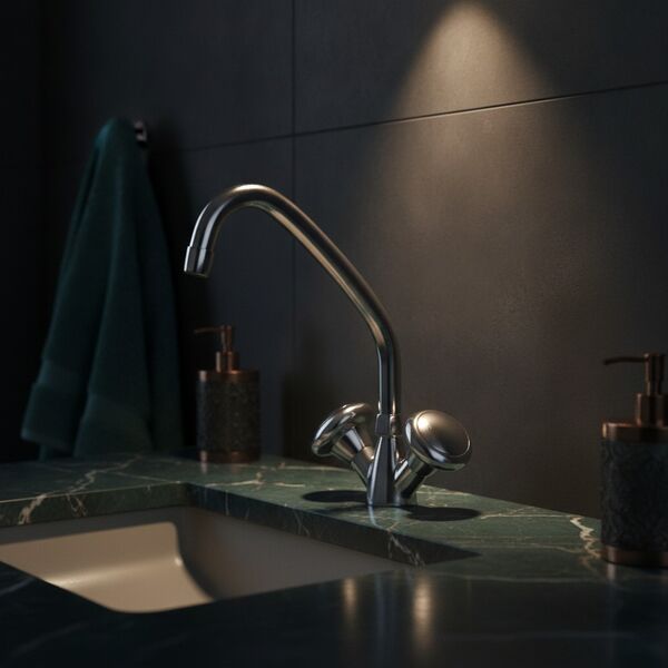 Kitchen Metal Tap 02 3D Model