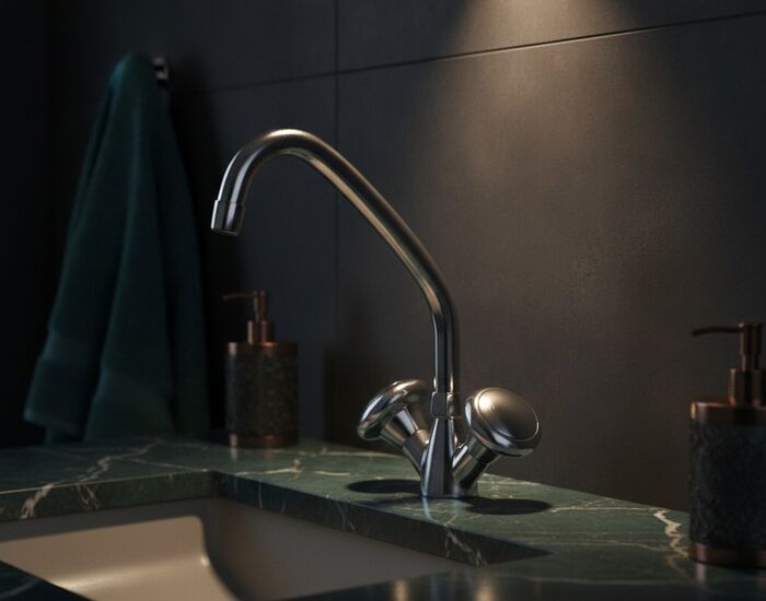 Kitchen Metal Tap 02 3D Model
