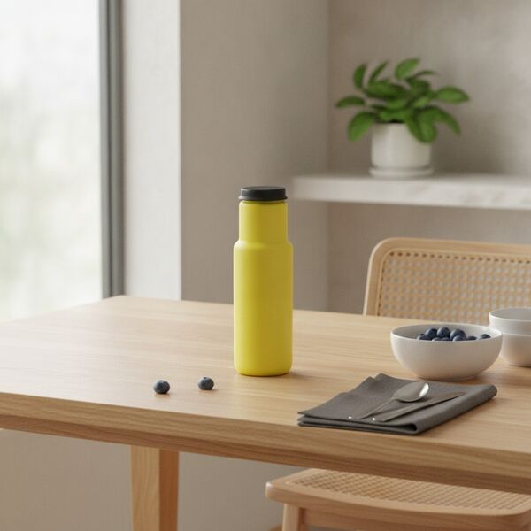 Bottle Yellow Plastic Black Cap Water 01 3D Model