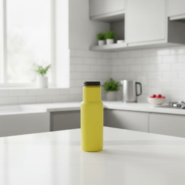 Bottle Yellow Plastic Black Cap Water 01 - interior view 1