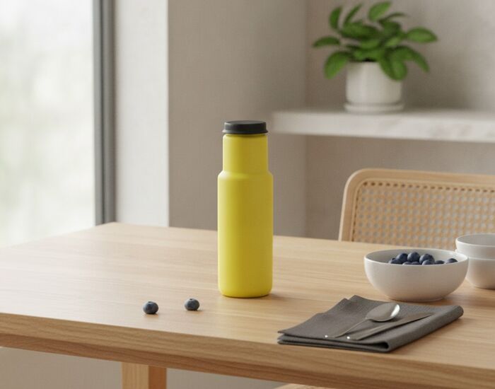 Bottle Yellow Plastic Black Cap Water 01 3D Model