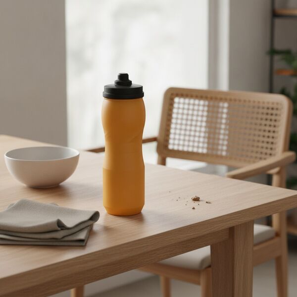 Bottle Orange Plastic Black Cap Water 03 - interior view 1