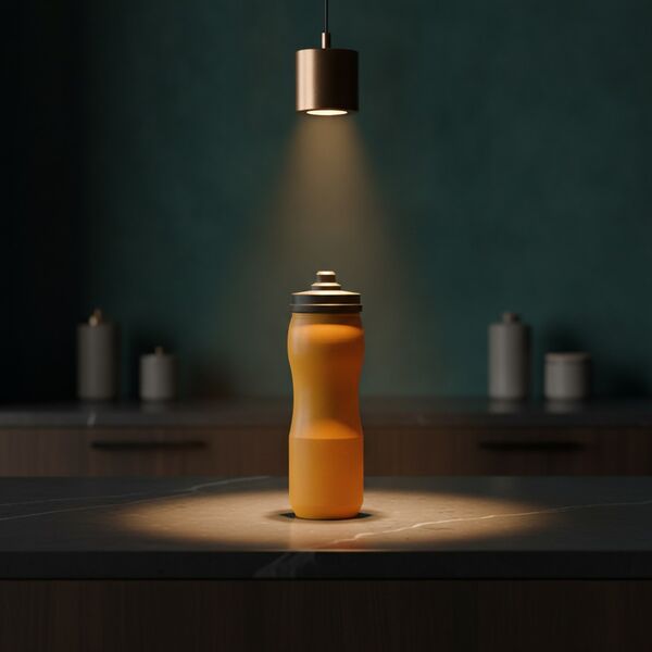 Bottle Orange Plastic Black Cap Water 03 - interior view 2