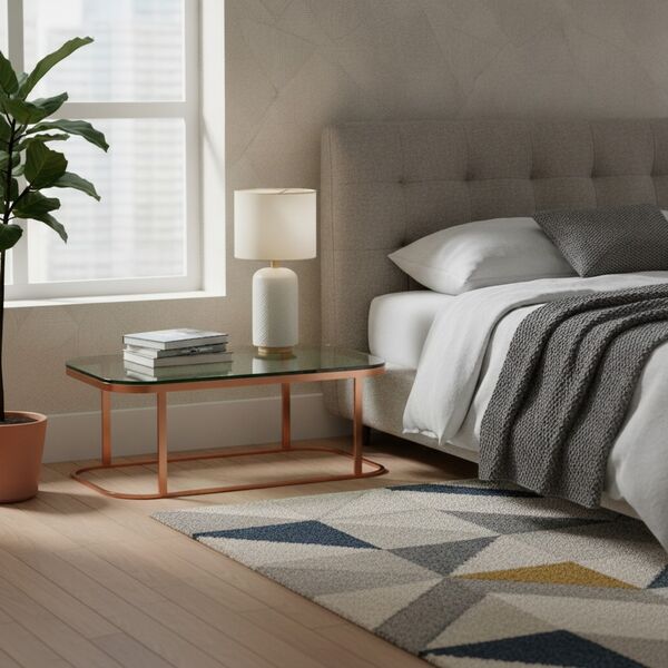 Low Rectangular Glass Top Metal Stand Table 09 - interior view 1