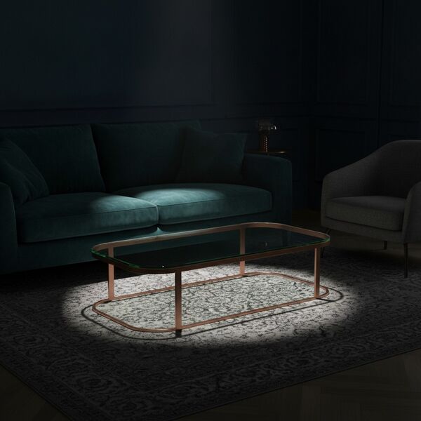 Low Rectangular Glass Top Metal Stand Table 09 - interior view 2