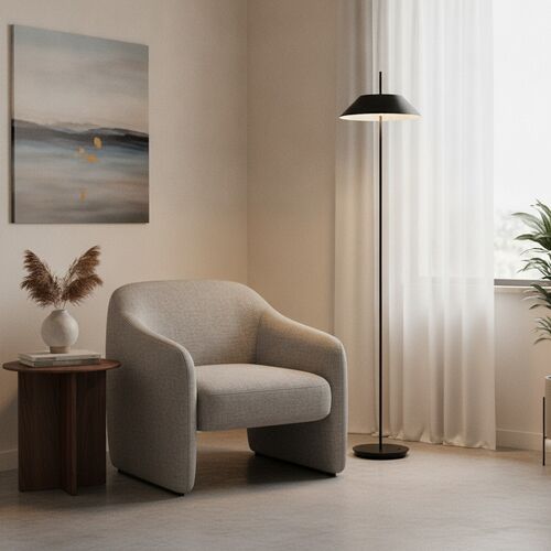Floor Round Metal Black Lamp 04 3D Model