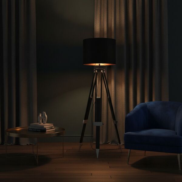 Floor Black Metal Legs Lamp 01 3D Model