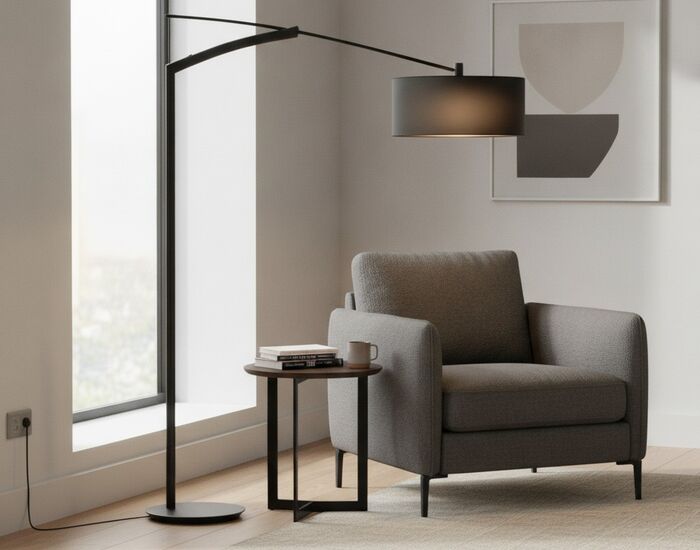 Floor Black Metal Lamp 03 3D Model