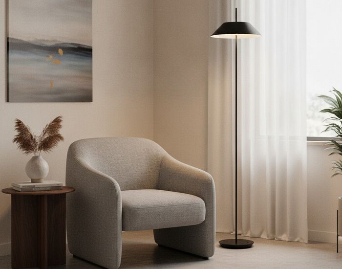 Floor Round Metal Black Lamp 04 3D Model