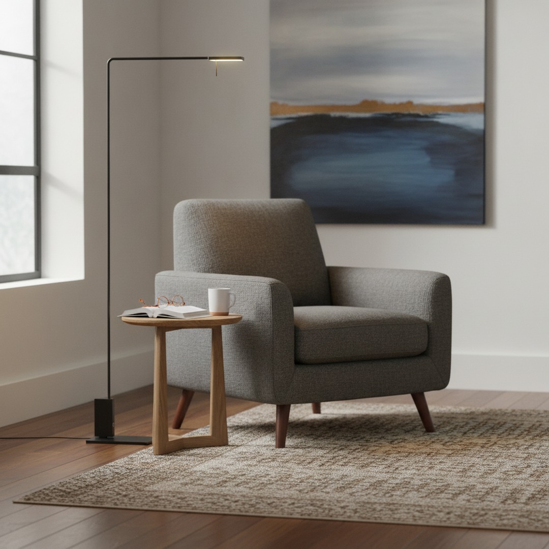 Floor Black Metal Lamp 02 3D Model