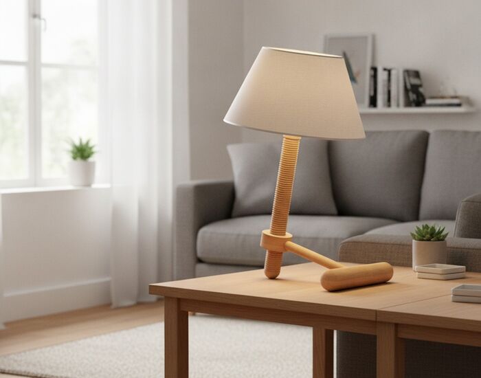 Table Wooden Lamp 01 3D Model