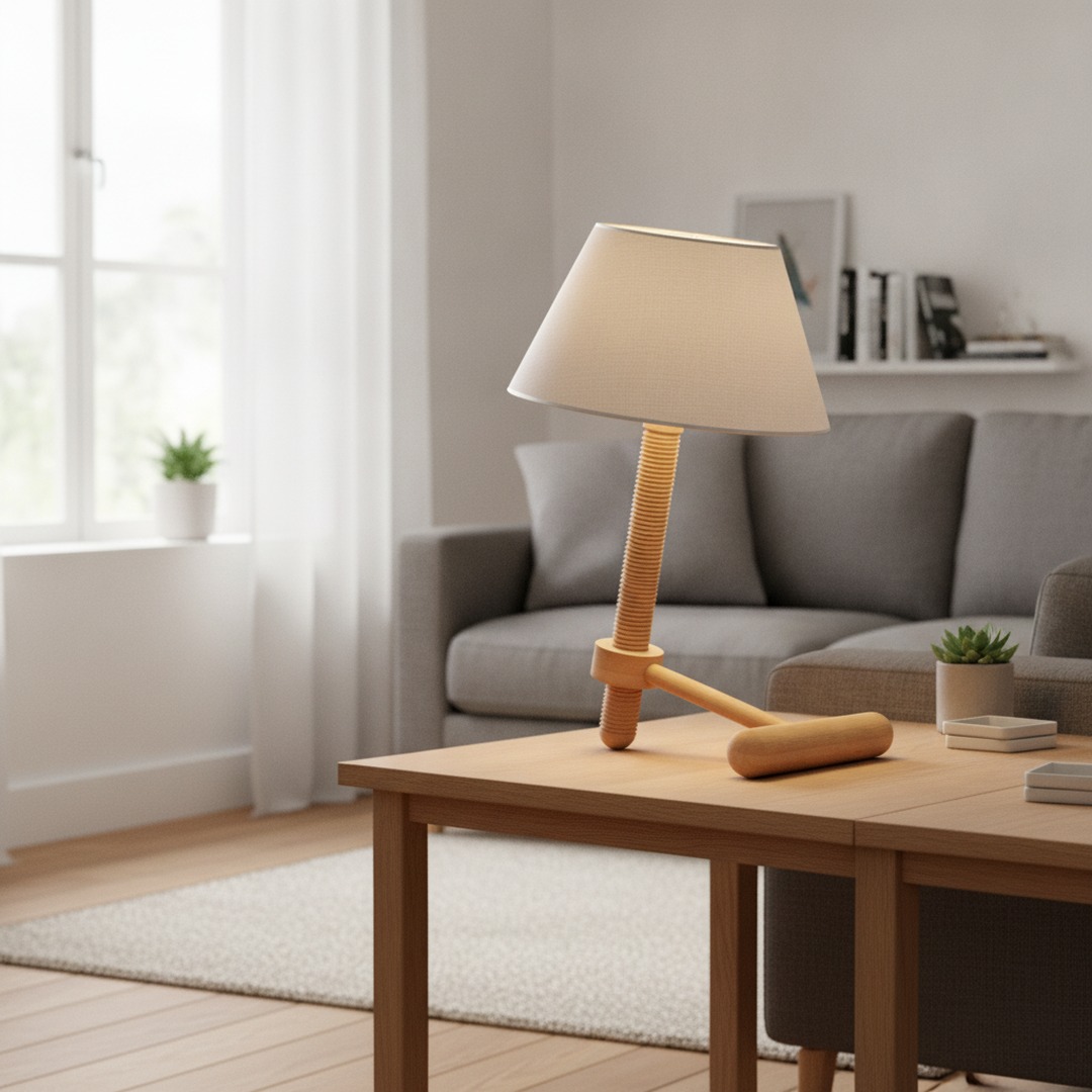 Table Wooden Lamp 01 3D Model